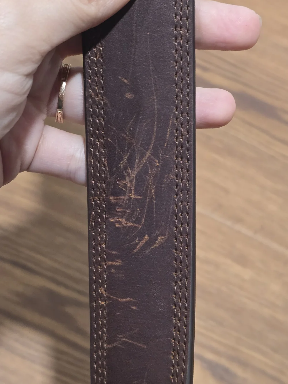 Ariat Dark Brown Leather Belt with Crumrine Silver and Gold Western Buckle 36